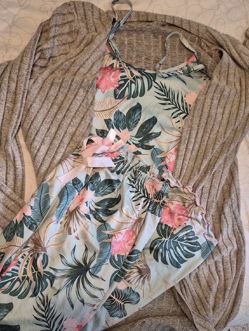 Tropical & Floral Buttersoft 2 Pack Pajama Set With Matching Robe - L